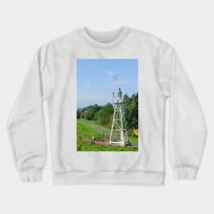 Liener Hörn lighthouse on the Huntedeich, Elsfleth; district of Wesermarsch; Lower Saxony; Germany; Europe Crewneck Sweatshirt